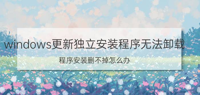 windows更新独立安装程序无法卸载 程序安装删不掉怎么办？